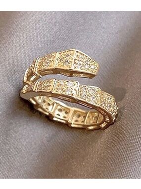 Gold Pave Snake Wrap Ring